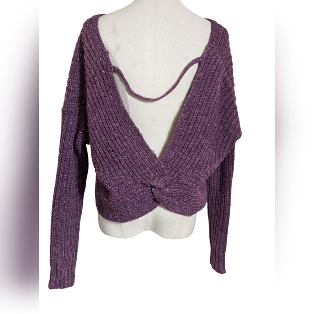 Kaisely Anthropologie Knotted Burgundy Cropped Sweater